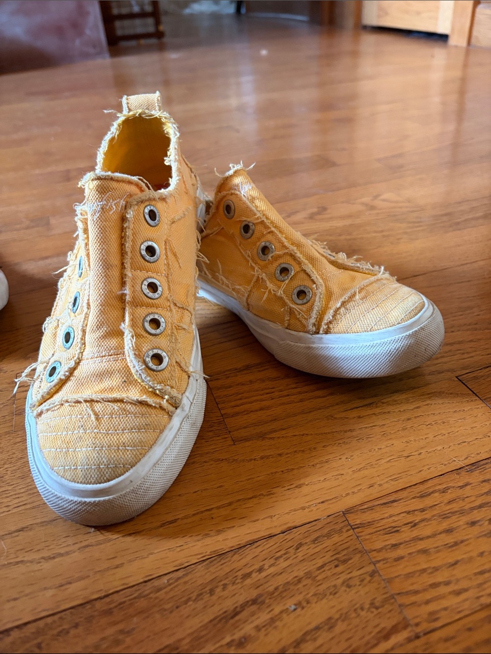 Malibu blowfish Frayed Yellow Canvas Slip-On Sneakers